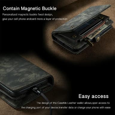 CASEME iPhone 13 Pro Max 2-in-1 lompakkopuhelimen kuori - musta