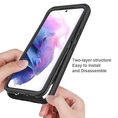 SKALO Samsung S22 Iskunkestävä Clear Hybridi Suojakuori - Musta