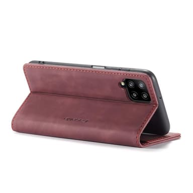 CASEME Retro Lompakkokotelo Samsung Galaxy A12 - Viininpunainen