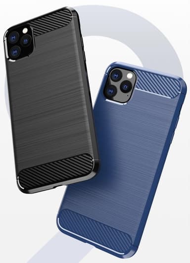 SKALO iPhone 11 Pro Armor Carbon Iskunkestävä TPU suojakuori - Musta