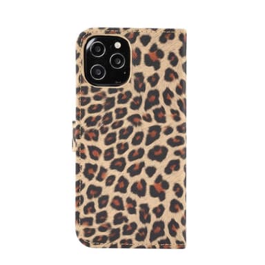 Leopardikuvioinen lompakkokuori iPhone 12 Pro Maxille - Ruskea