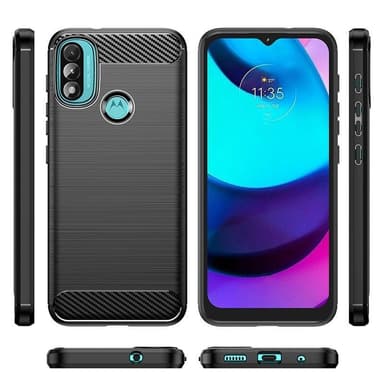 SKALO Moto E20/E30/E40 Armor Carbon Iskunkestävä TPU suojakuori - Musta