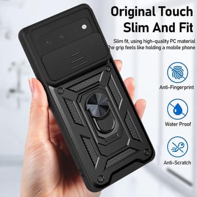 SKALO Google Pixel 6 Armor hybridi metallirengas kameran liukusäädin - - Musta