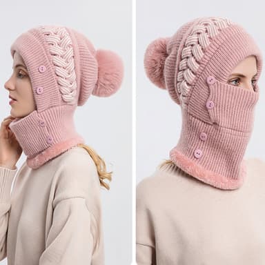 Vintermössor Scarf Mask One-Piece för kvinnor Vaaleanpunainen