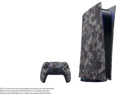 PS5 Digital Edition kuori pelikonsolille (Grey Camouflage)