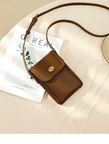 Mini Crossbody matkapuhelinlaukku Ruskea