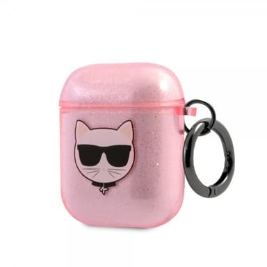 Karl Lagerfeld AirPods 1/2 Kuori Embossed Choupette Glitter Vaaleanpunainen