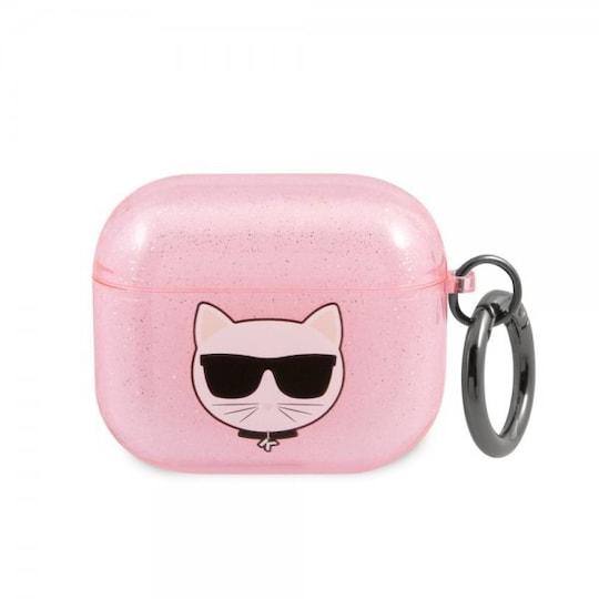Karl Lagerfeld AirPods 3 Kuori Embossed Choupette Glitter Vaaleanpunainen