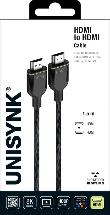 Unisynk 8K 60 Hz HDMI kaapeli (1,5 m)