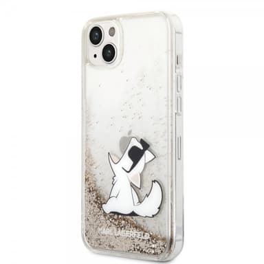 Karl Lagerfeld iPhone 14 Plus Kuori Liquid Glitter Choupette Kulta