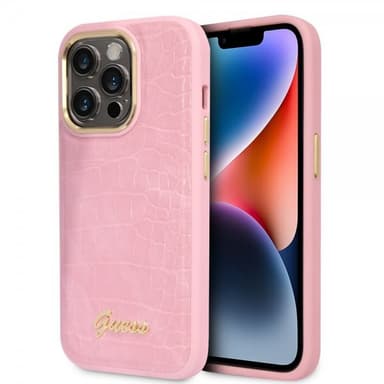 Guess iPhone 14 Pro Max Kuori Croco Vaaleanpunainen