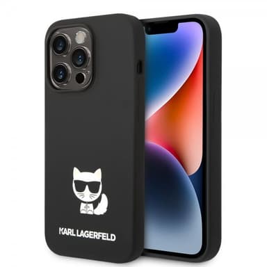 Karl Lagerfeld iPhone 14 Pro Max Kuori Liquid Silicone Choupette Musta