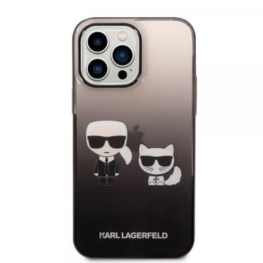 Karl Lagerfeld iPhone 14 Pro Max Kuori Karl & Choupette Gradient Musta