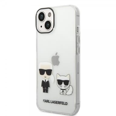 Karl Lagerfeld iPhone 14 Kuori Karl & Choupette Gradient Valkoinen
