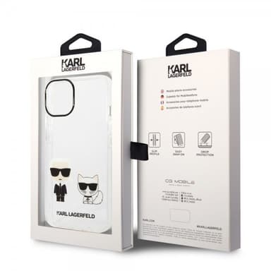 Karl Lagerfeld iPhone 14 Kuori Karl & Choupette Gradient Valkoinen