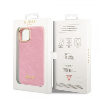 Guess iPhone 14 Kuori Croco Vaaleanpunainen
