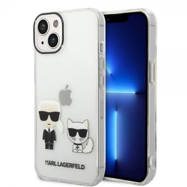 Karl Lagerfeld iPhone 14 Kuori Karl & Choupette Gradient Valkoinen