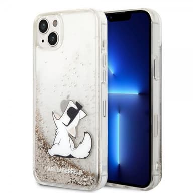 Karl Lagerfeld iPhone 14 Plus Kuori Liquid Glitter Choupette Kulta