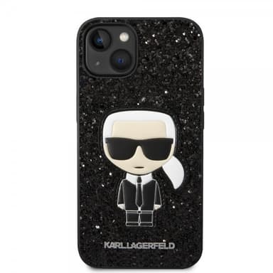 Karl Lagerfeld iPhone 14 Plus Kuori Glitter Flakes Ikonik Patch Musta