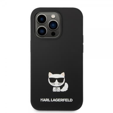 Karl Lagerfeld iPhone 14 Pro Max Kuori Liquid Silicone Choupette Musta