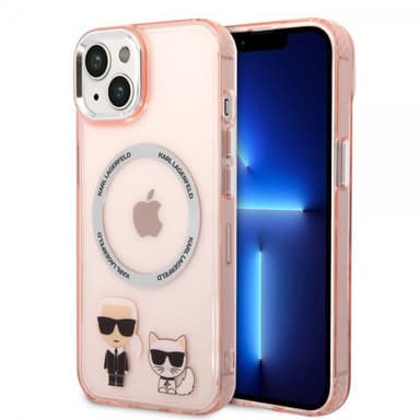 Karl Lagerfeld iPhone 14 Kuori Karl & Choupette MagSafe Vaaleanpunainen
