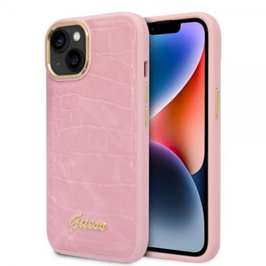 Guess iPhone 14 Kuori Croco Vaaleanpunainen