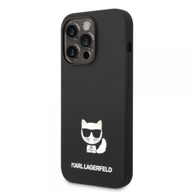 Karl Lagerfeld iPhone 14 Pro Max Kuori Liquid Silicone Choupette Musta