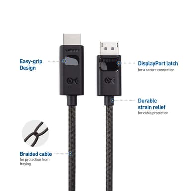 Cable Matters 1,8 m Displayport 1.4 - HDMI 2.1 -kaapeli 8K 30 Hz 4K 144 Hz