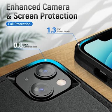 iPhone 14 Plus iskunkestävä TPU+PC Kickstand Puhelinkotelo Autoon kiinnitettävä metallilevy - musta
