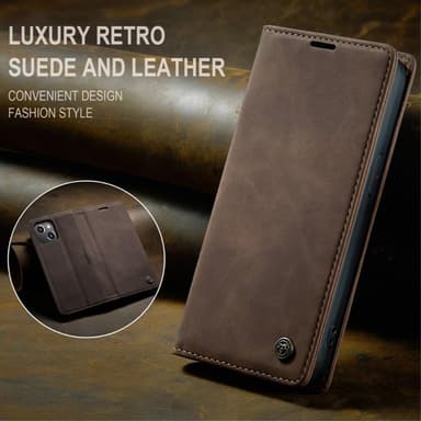 CASEME Retro lompakkokotelo iPhone 14 Plus - tummanruskea