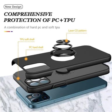 iPhone 14 Pro Sormirengas Sivutuen Hybridikotelo - Musta