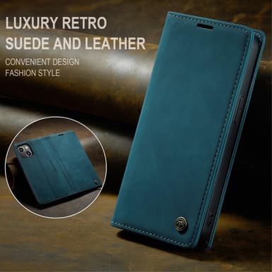 CASEME Retro lompakkokotelo iPhone 14 Plus - Sininen