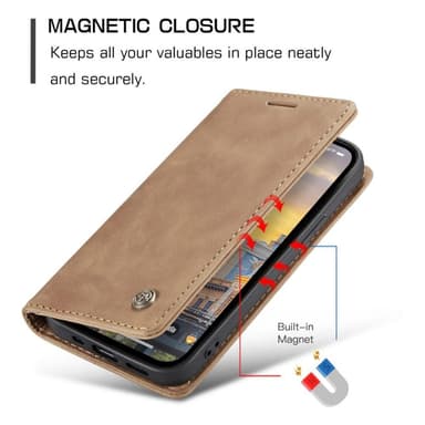 CASEME Retro lompakkokotelo iPhone 14 Pro Max - vaaleanruskea