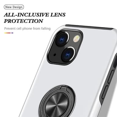 iPhone 14 Sormirengas Sivutuen Hybridikotelo - Hopea