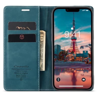 CASEME Retro lompakkokotelo iPhone 14 Plus - Sininen