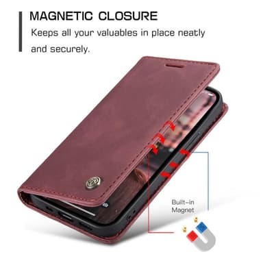 CASEME Retro Lompakkokotelo iPhone 14 Plus - Punainen