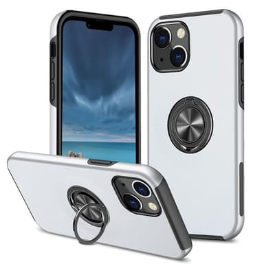 iPhone 14 Plus Sormirengas Sivutuen Hybridikotelo - Hopea