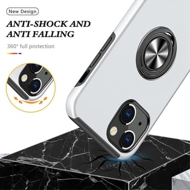 iPhone 14 Sormirengas Sivutuen Hybridikotelo - Hopea