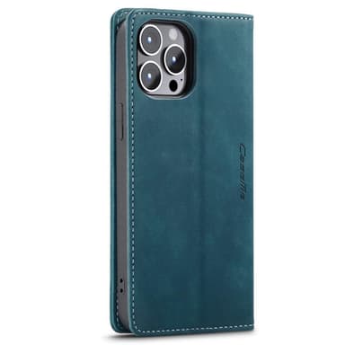 CASEME Retro lompakkokotelo iPhone 14 Prolle - Sininen