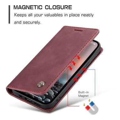 CASEME Retro Lompakkokotelo iPhone 14 Pro Max - Punainen