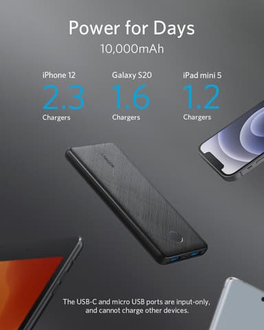 Anker PowerCore Slim 10000 mAh varavirtalähde (musta)