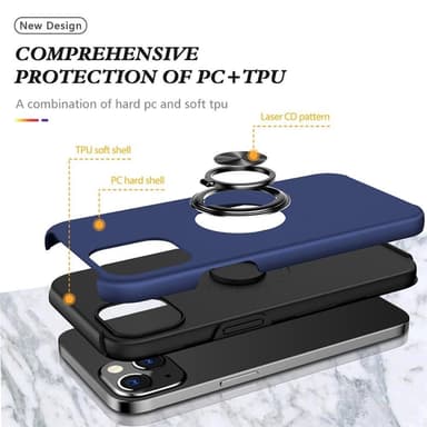 iPhone 14 Plus Sormirengas Sivutuen Hybridikotelo - Sininen