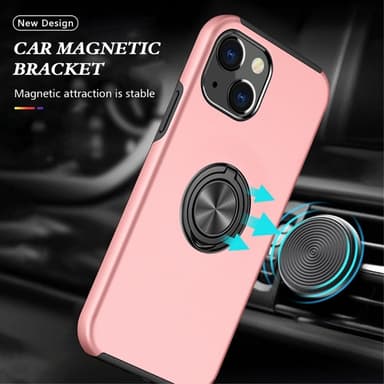 iPhone 14 Sormirengas Kickstand Hybridikotelo - Vaaleanpunainen