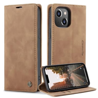 CASEME Retro lompakkokotelo iPhone 14 Plus - vaaleanruskea