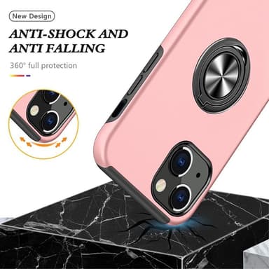 iPhone 14 Sormirengas Kickstand Hybridikotelo - Vaaleanpunainen