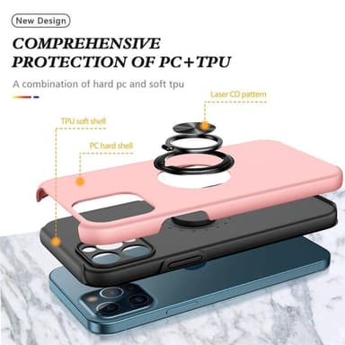 iPhone 14 Pro Max Sormenrengastuki Hybridikotelo - Vaaleanpunainen