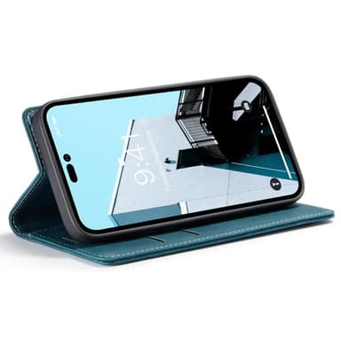 CASEME Retro lompakkokotelo iPhone 14 Prolle - Sininen