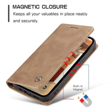 CASEME Retro lompakkokotelo iPhone 14 - vaaleanruskea