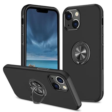 iPhone 14 Sormirengas Sivutuen Hybridikotelo - Musta