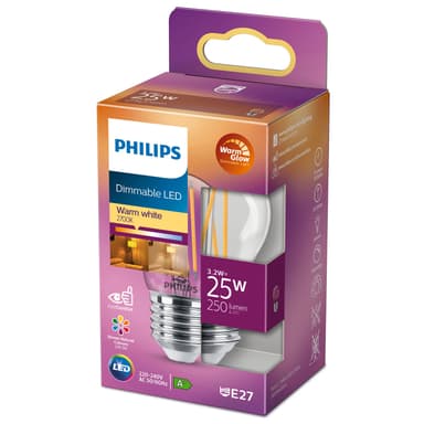 LED E27 Ball P45 25W Kirkas Himmennettävä WarmGl 250lm